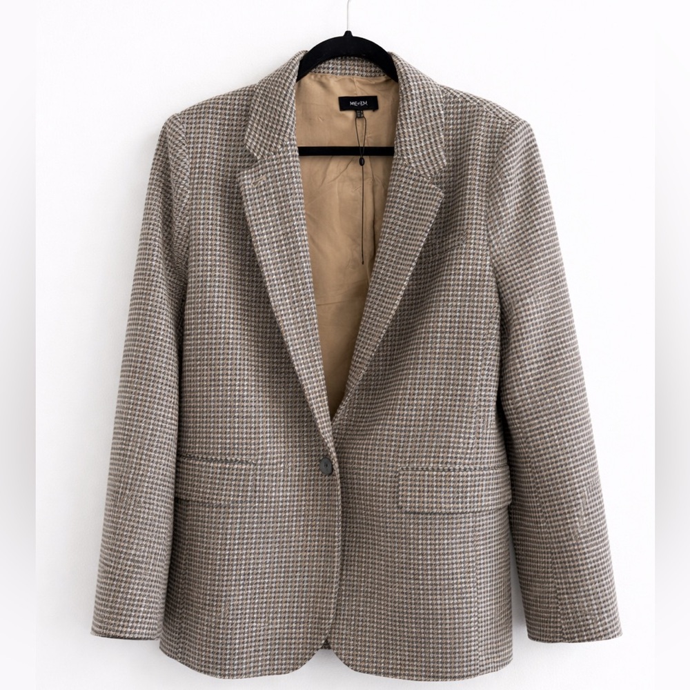 ME+EM Houndstooth Blazer - Brown and Cream - Picture 2 of 4